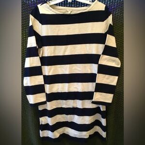 J. Crew Women’s Navy/Off-White Cotton Boat Neck Dress w/Zipper Slits; Size XS